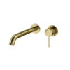 Axus Pin Lever Wall Mount Basin/Bath Mixer 220mm Spout - Brushed Brass
